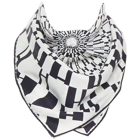 hermes black h scarf|Hermes black and white scarf.